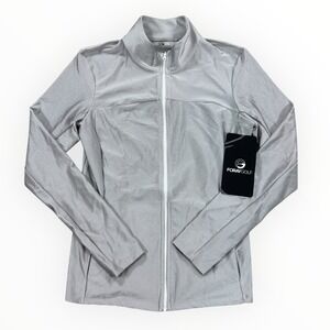 NWT Foray Golf Jacket Lux Shine Layering Women's Medium Gray Full Zip Softshell